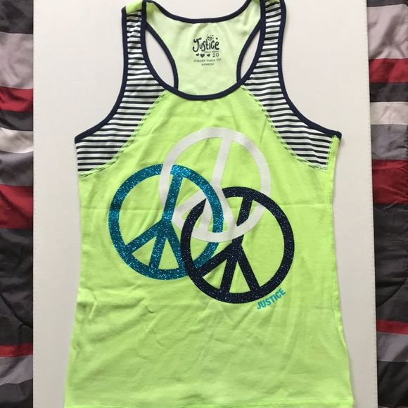✌🏻JUSTICE BRAND PEACE SIGN TANK TOP ✌🏻NWOT - Picture 1 of 2